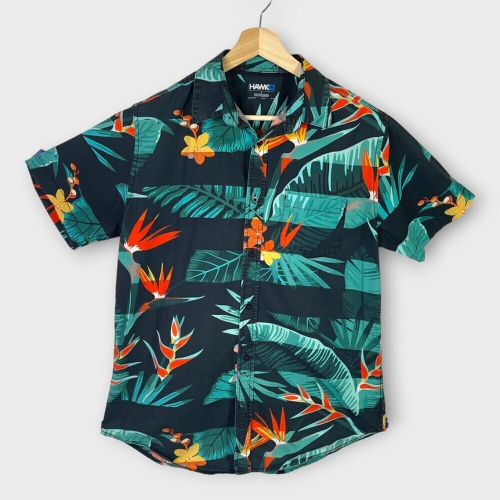 🦜 Tony Hawk Tropical Paradise Flamingo Short Sleeve Button Down Size L Large